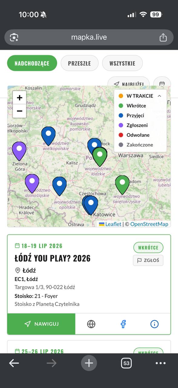 MapKa na telefonie: lista wydarzeń i wystawców z mapą